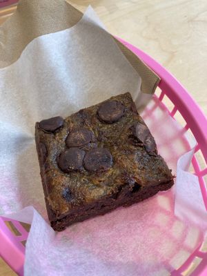 Rhubarb brownie, weirdest combo ever BUT so so SOOOO good!! at Boneshaker Doughnuts in Paris