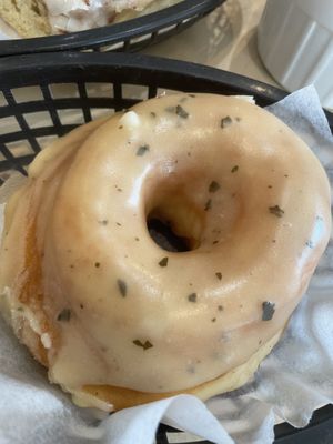 Peach basil donut  at Boneshaker Doughnuts in Paris