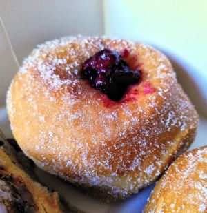 Cherry pie donut (seasonal) at Boneshaker Doughnuts in Paris