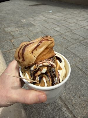 Soft serve with a mini donut. They have soft serve in summer!  at Boneshaker Doughnuts in Paris