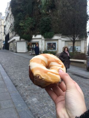Salted caramel donuts (I think it’s NOT VEGAN) at Boneshaker Doughnuts in Paris