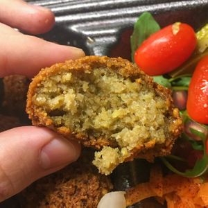 Falafel inside  at Sham Falafel in Krakow