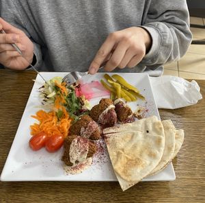 Falafel dish at Sham Falafel in Krakow