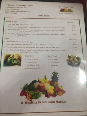 menu 1 at B+ Healthy Fresh Food Market in Rochester