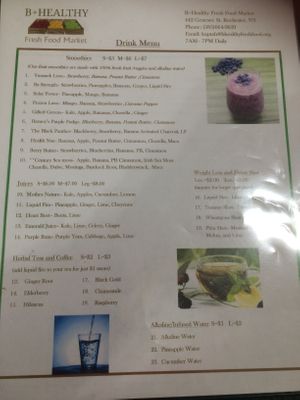 menu 2 at B+ Healthy Fresh Food Market in Rochester