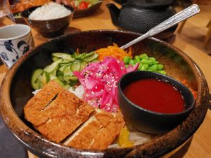 Veganised bibimbap at Weidao in Stockholm