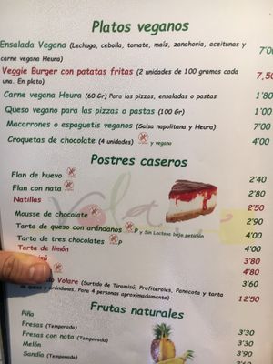 The vegan menu. The chocolate croquettes are good with the vanilla ice cream! at Volare in Gandia