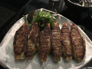 Mushroom gyoza dumplings at Tokyo Bay in Takapuna