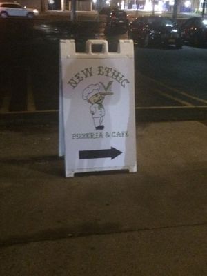 Signs guide you from the parking lot to the shop  at New Ethic in Rochester