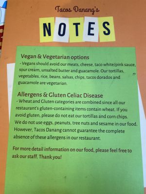 Menu  at Tacos Danang in Da Nang