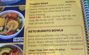 Menu  at Tacos Danang in Da Nang