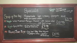 Vegan specials  at The Chestnut in Radcliffe-on-trent
