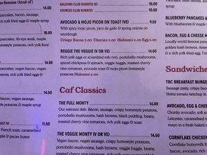 Vegan options  at The Breakfast Club in East London