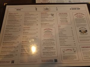 Menu at The Breakfast Club in East London