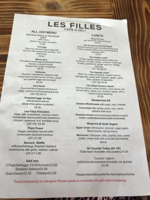 Vegan menu with lots of yummy options! at Les Filles in London