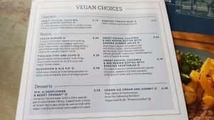 Vegan menu at The Rising Sun in Warsash