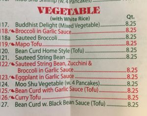 Menu at Lin's Garden in Rochester