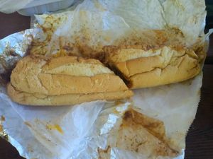 BBQ Jackfruit Philly Cheesesteak (tasted way better than it looked)  at Veggie Busters in Atlanta