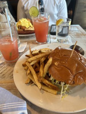 veggie burger and strawberry lemonade   at Local Table in Cypress