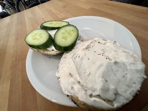 poppy seed & vegan cream cheese  at Fine Bagels @ Shakespeare and Sons in Berlin