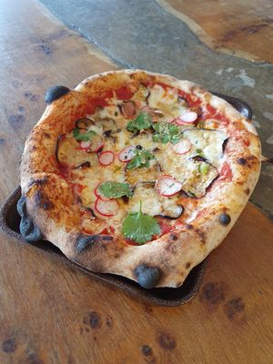 Miso aubergine (vegan version) 😋 at Flat Earth Pizzas in East London