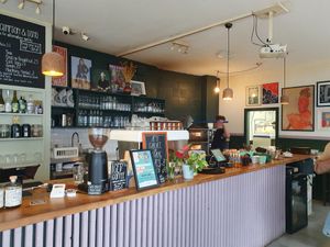Counter at Flat Earth Pizzas in East London