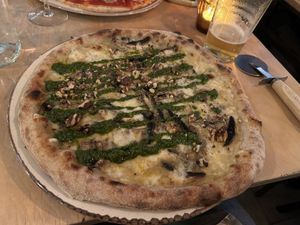 Creamy garlic mushroom  at Flat Earth Pizzas in East London