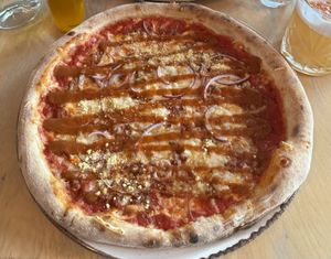   at Flat Earth Pizzas in East London