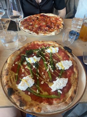 (Pizza in the back of the photo is veggie, not vegan)  at Flat Earth Pizzas in East London