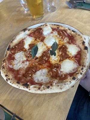   at Flat Earth Pizzas in East London