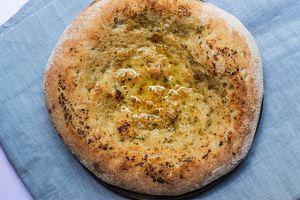 Pillowy, wild garlic bread at Flat Earth Pizzas in East London
