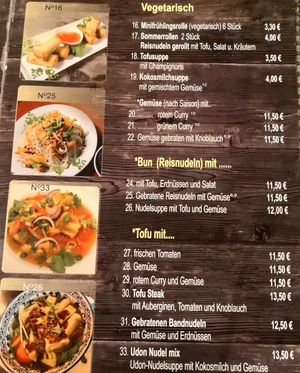 Menu at Viet Quan in Saarbrucken