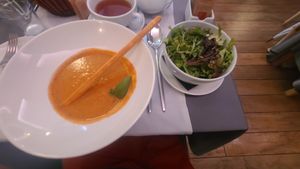 Gazpacho and salad verde at Dalmatino in Dubrovnik