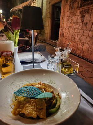 Vegan wok, 23 euros... at Dalmatino in Dubrovnik