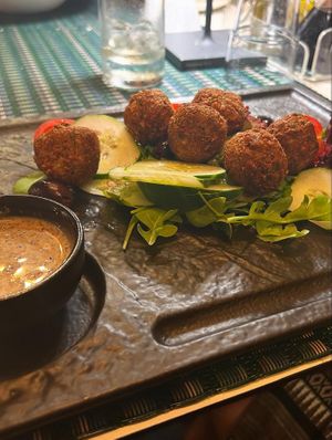 Falafel and tahini sauce which  at Dalmatino in Dubrovnik