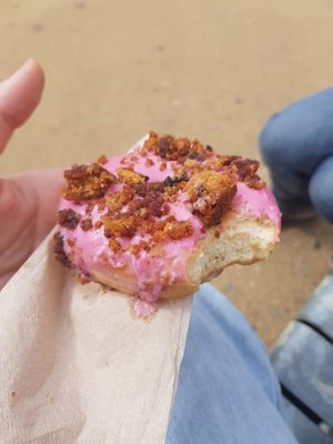 Raspberry cake donut at PURE in Groningen