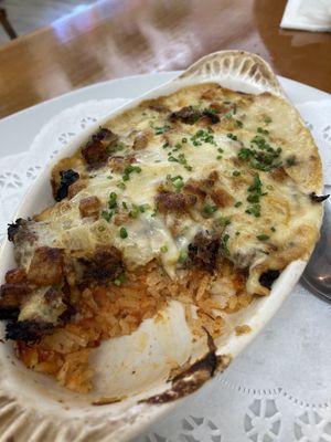 Japanese rice casserole with jackfruit at Journey Cafe in Kailua Kona