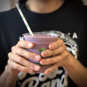 Blueberry & ube shake at Journey Cafe in Kailua Kona