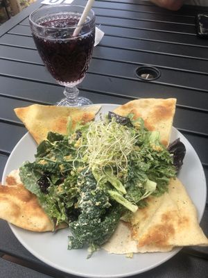 Caesar salad and hibiscus tea. So yummy!! 😄  at Journey Cafe in Kailua Kona