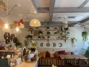 Cute and comfortable dining area.  at Journey Cafe in Kailua Kona