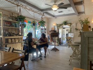 Cute and comfortable dining area.  at Journey Cafe in Kailua Kona