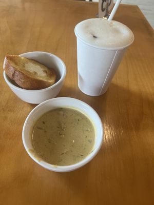 Side soup and iced chai latte   at Journey Cafe in Kailua Kona