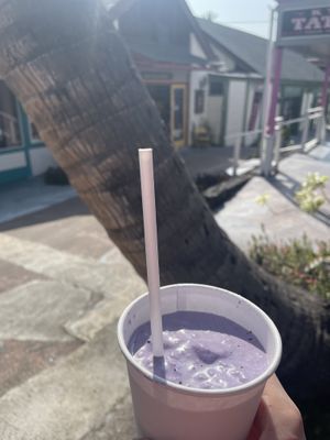 Blueberry ube milkshake  at Journey Cafe in Kailua Kona