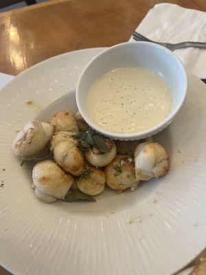 Garlic knots with a cashew saucee  at Journey Cafe in Kailua Kona