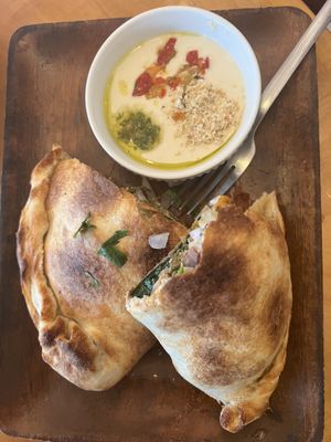 Margherita Sourdough Pocket wife enjoyed every inch of it.  It was a lot of foodd  at Journey Cafe in Kailua Kona