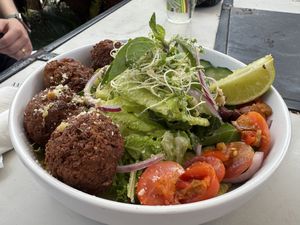 Falafel salad before adding the dressingg  at Journey Cafe in Kailua Kona