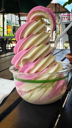 Dragon fruit and vanilla swirl 🍦  at Journey Cafe in Kailua Kona