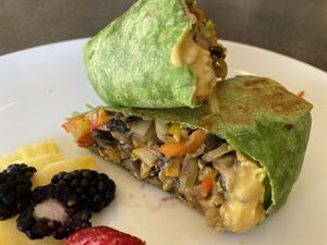 Breakfast burrito? I think???  at Journey Cafe in Kailua Kona