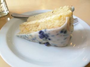 Lemon and lavender cake at VBites in Brighton