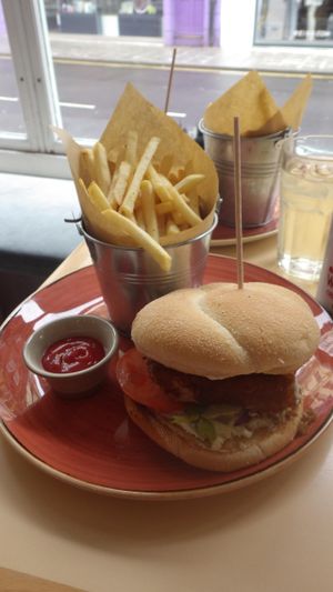 Fish Burger at VBites in Brighton